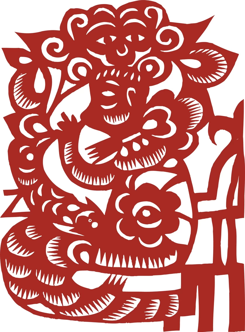 中国风中式传统喜庆民俗人物动物窗花剪纸插画边框AI矢量PNG素材【275】
